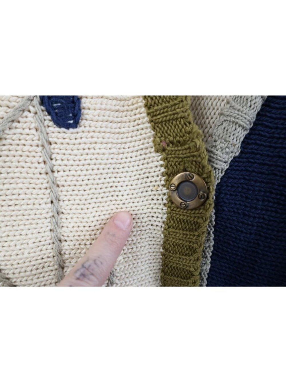 Vintage 80s Womens Medium Bicycle Cycling All Over Print Knit Cardigan Sweater - Picture 13 of 16